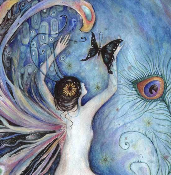 Sylph fairy fantasy art picture - Liza Paizis Original Art and Jewellery